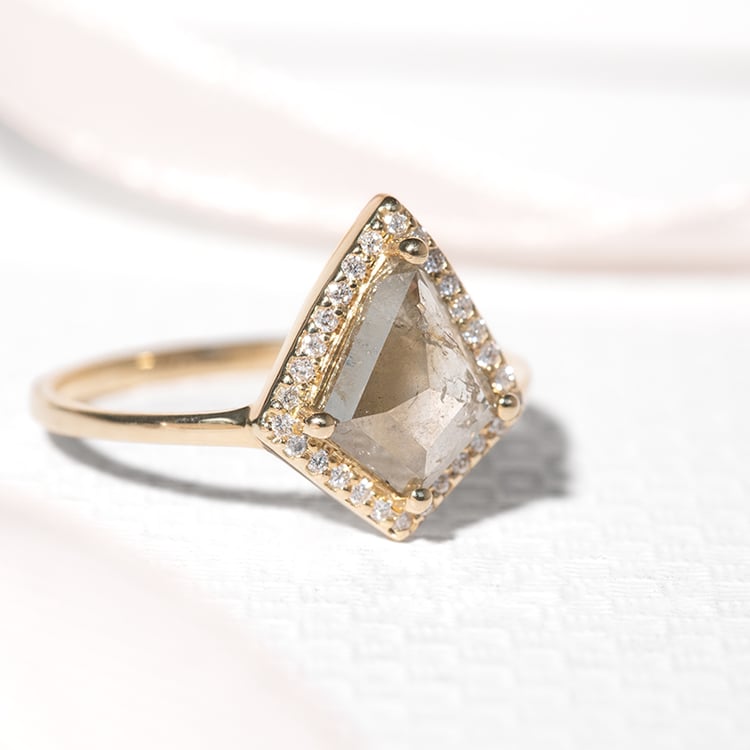 Goldener Ring mit Salt and Pepper Diamant in Kite-Form Bjorn 125121