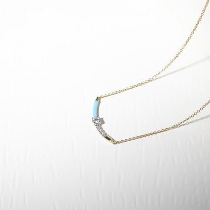Blaue Keramikhalskette mit Diamanten Jamey