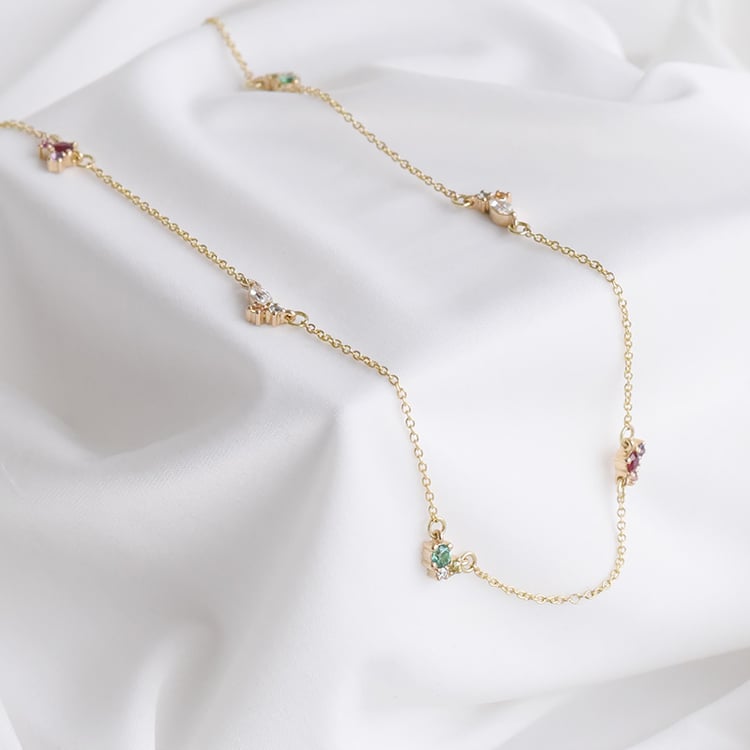 Cluster Kette mit farbigen Edelsteinen Ditte 91319