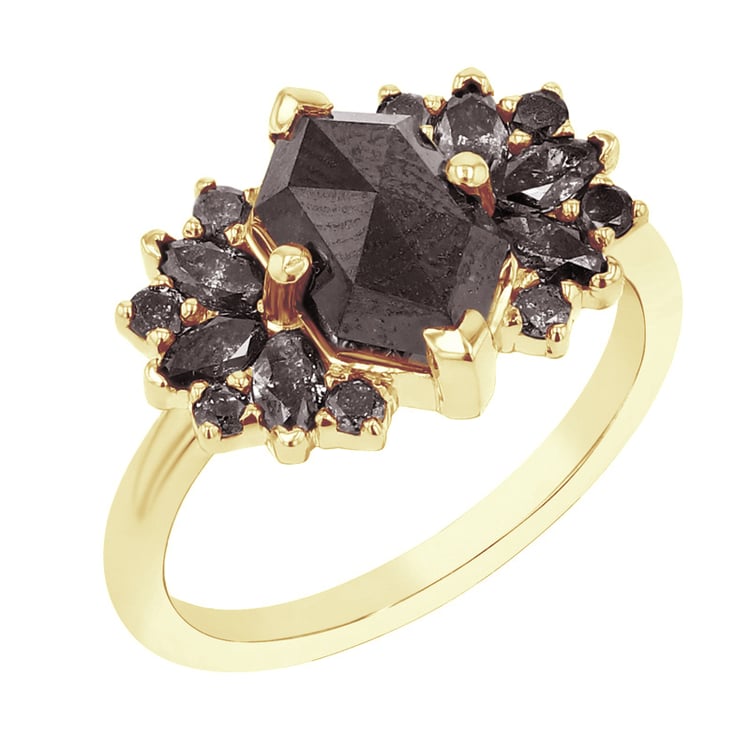 Atypischer Goldring mit Salt and Pepper Diamanten Kacey 125674