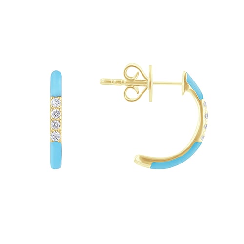Ohrstecker mit blauer Keramik und Diamanten Edela