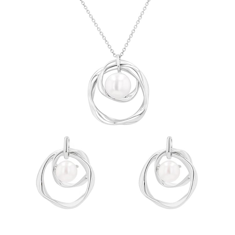 Silbernes Schmuckset mit Perlen Jerioth 164116