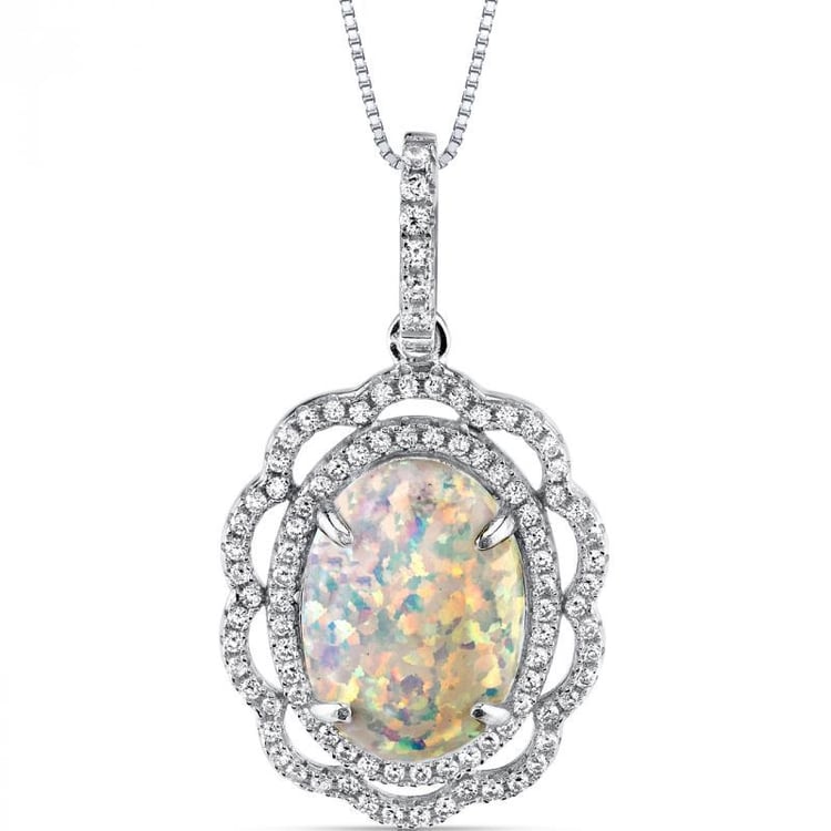 Anhänger Blume mit Opal und Zirkonia