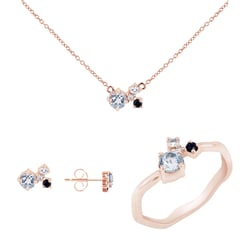 Silbernes Schmuckset mit Aquamarinen, Saphiren, Mondsteinen und Diamanten Halli