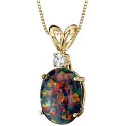 Goldener Anhänger mit ovalem schwarzen Opal und Lab GrownDiamanten Rafiah