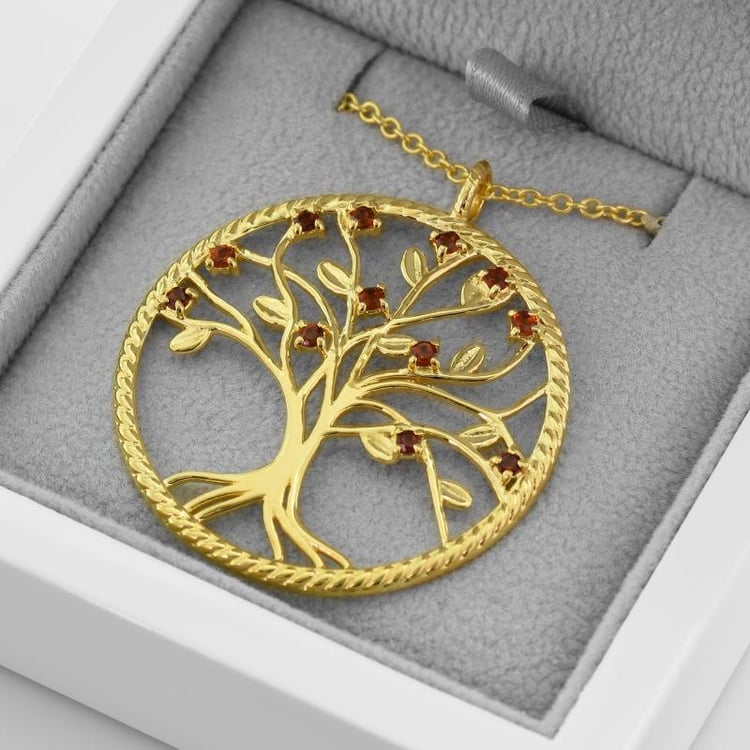 Silberne Citrin-Anhänger in der Form des Baum des Lebens Byrd 49460