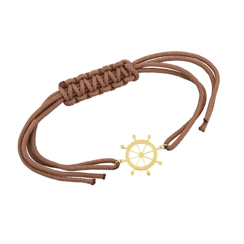 Silbernes String-Armband für Herren mit einem Steuerrad Rudder