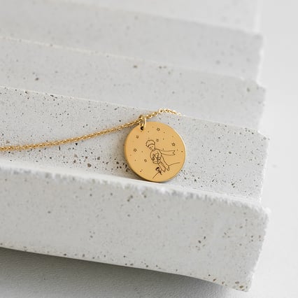 Silberanhänger Der Kleine Prinz mit Rose und Gravur