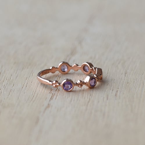 Vergoldeter Silberring mit Amethysten Joslyn
