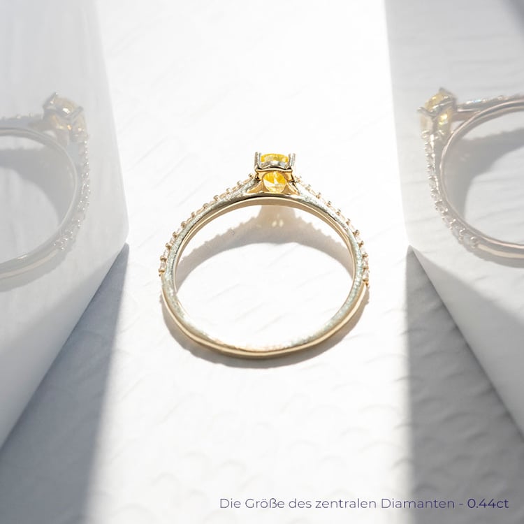Verlobungsring mit einem zertifizierten fancy yellow Lab Grown Diamanten Ernes 114160