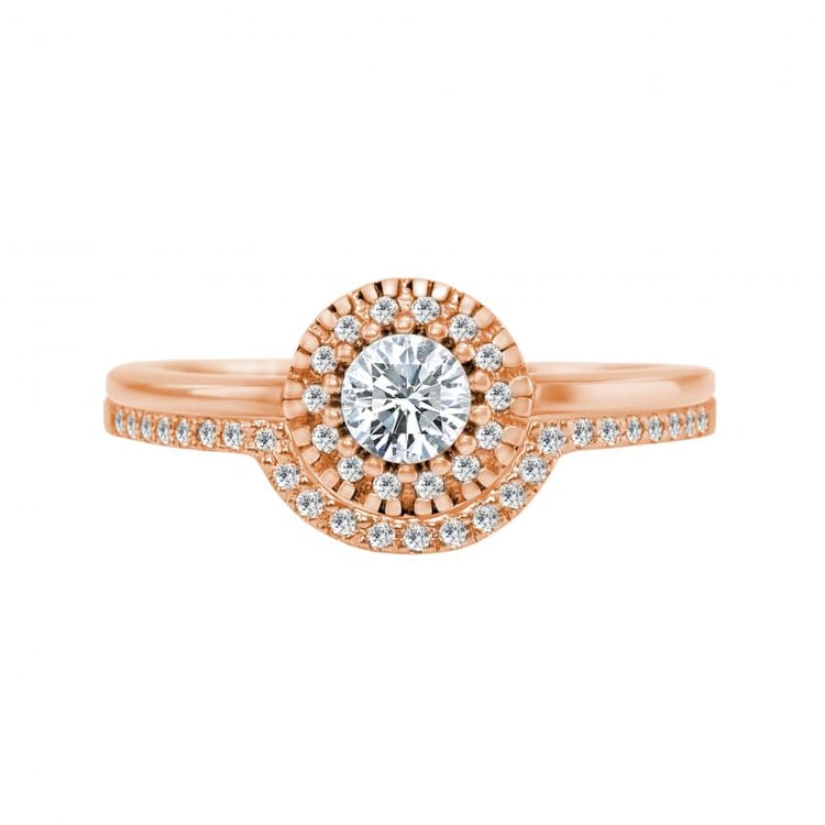 Verlobungsset mit Halo Ring und Diamanten Lieta 24355
