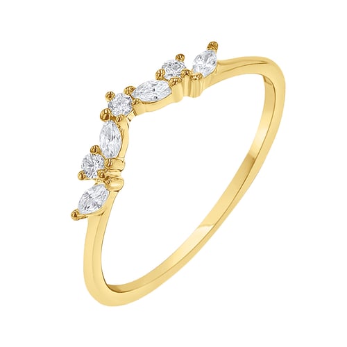 Ring in V-Form mit runden und Marquise Diamanten Fergal