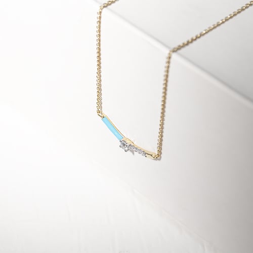 Blaue Keramikhalskette mit Diamanten Jamey