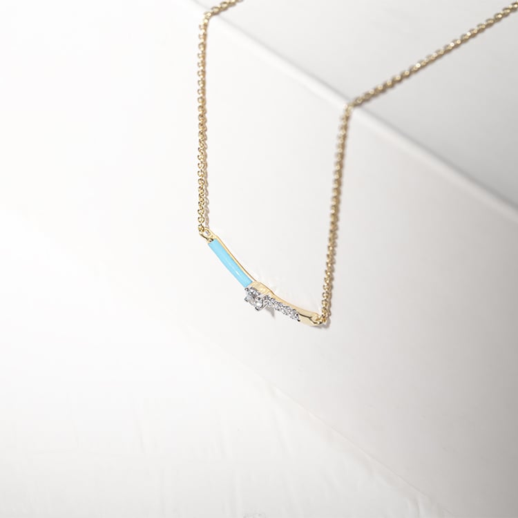 Blaue Keramikhalskette mit Diamanten Jamey 127598