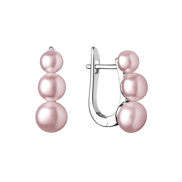 Silberne Hängeohrringe mit lavendelfarbenen Perlen Arielle