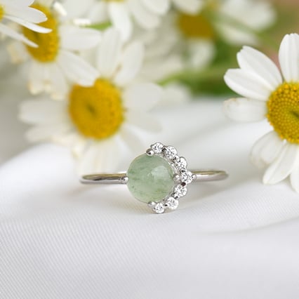 Goldener Ring mit Avanturin und Diamanten Ammiel