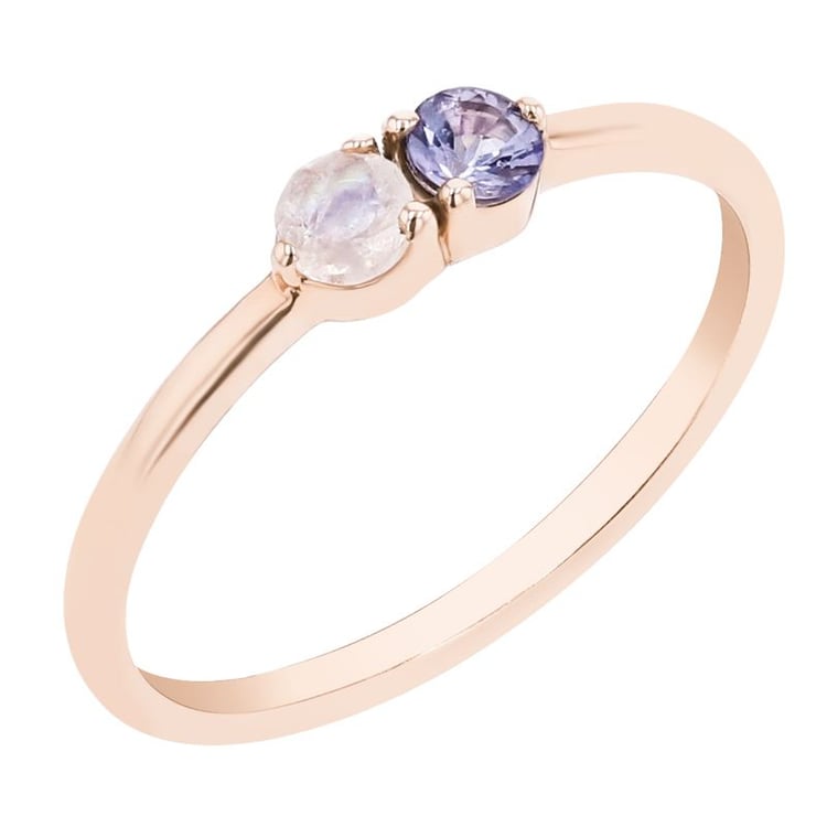Duo-Ring mit Mondstein und Tansanit Bobbie
