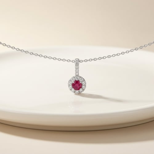 Silberne eleganter Anhänger mit Rubin und Lab Grown Diamanten Jack