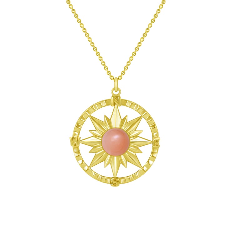 Goldene Kette Kompass mit pfirsichfarbenem Mondstein Pinto 49167