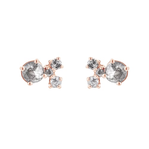 Silberne Cluster-Ohrringe mit Salt and Pepper Diamanten Kerrie