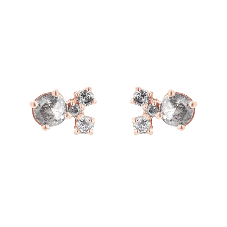 Silberne Cluster-Ohrringe mit Salt and Pepper Diamanten Kerrie 116136
