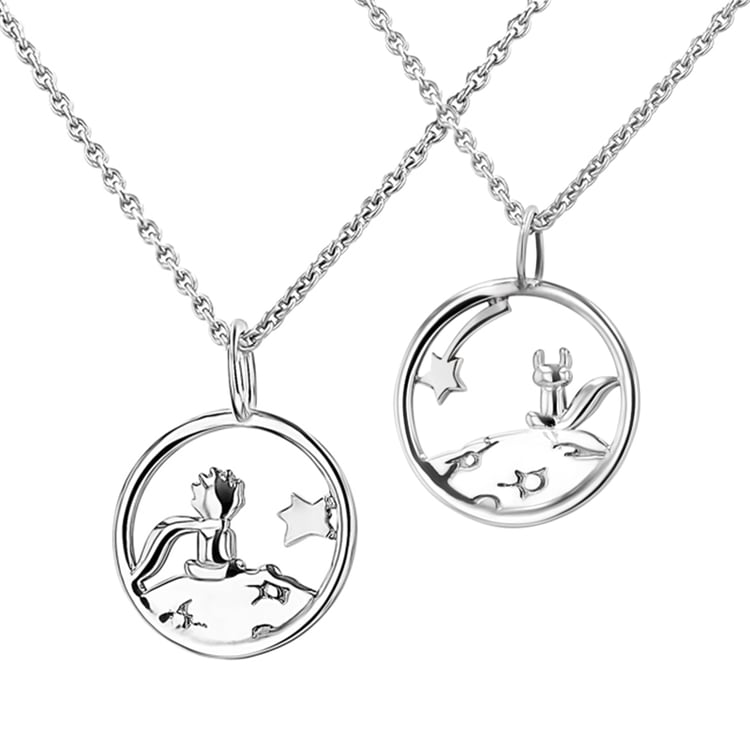 Set von Silbernen Geschnitzte Halsketten Kleiner Prinz