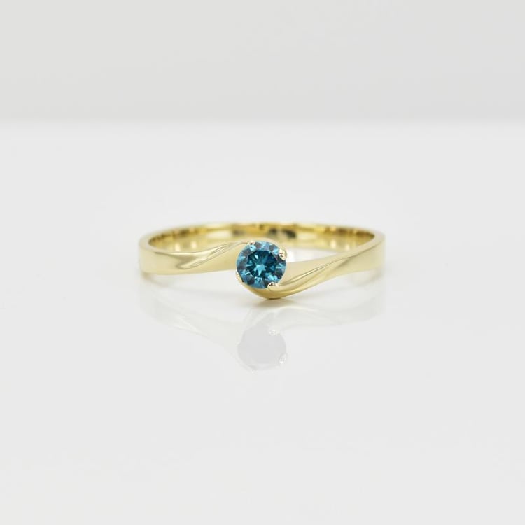 Goldring mit blauem Diamanten 14358
