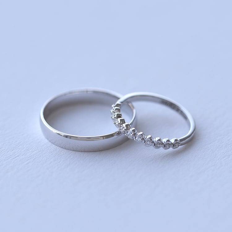 Eheringe aus einem Vintage-Ring mit Lab Grown Diamanten und einem Komfort-Ring Lalia 105908