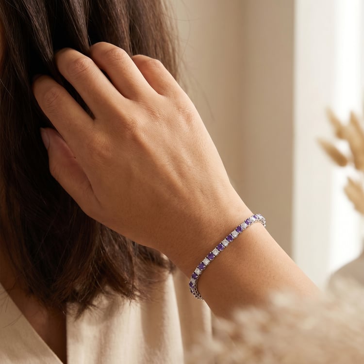 Elegantes silbernes Armband mit Amethysten Layla 166758