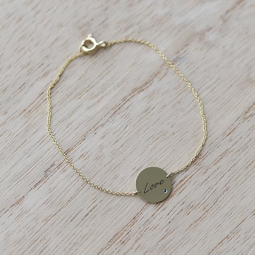 Armband aus Gold mit blauen Diamanten und personalisierter Gravur Shalek
