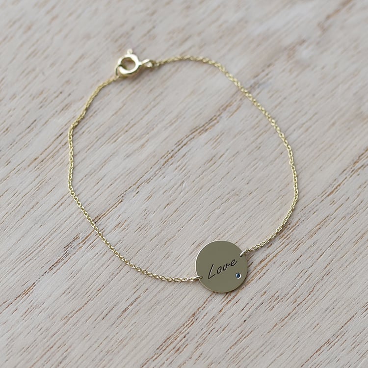 Armband aus Gold mit blauen Diamanten und personalisierter Gravur Shalek 58783