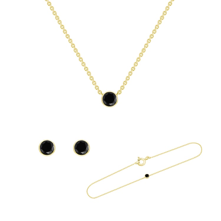 Minimalistisches Set aus Schmuckstücken mit schwarzen Diamanten Jett 147363