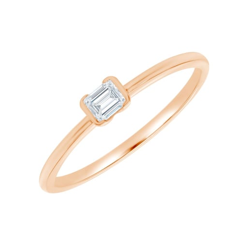 Minimalistischer Ring aus Silber mit einem Lab Grown Diamanten in Emerald-Form Henrik