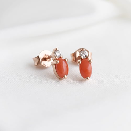 Cluster-Ohrringe mit Korallen, Morganit und Diamanten Roseann