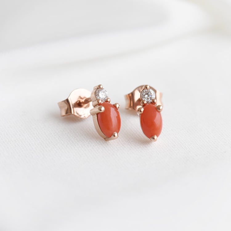 Cluster-Ohrringe mit Korallen, Morganit und Diamanten Roseann 90446