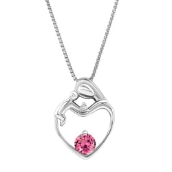 Silberner Anhänger Mutter und Kind mit Turmalin und Diamant Ella