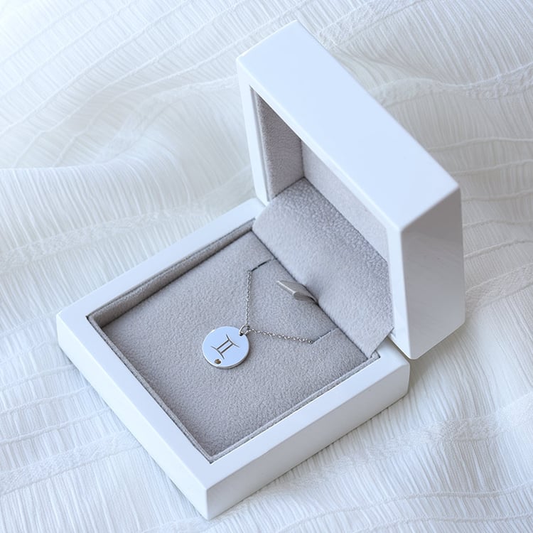 Silberner Anhänger mit Sternzeichen und Citrin Zwilling 103476