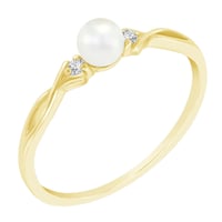 Eleganter Goldring mit Perle und Diamanten Azana