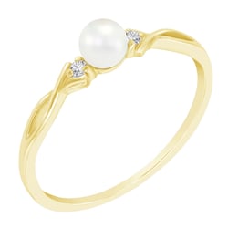 Eleganter Goldring mit Perle und Diamanten Azana