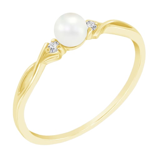 Eleganter Goldring mit Perle und Diamanten Azana