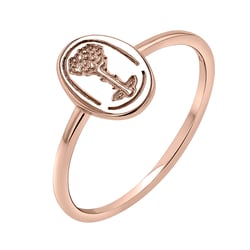 Silberner ovaler Ring mit der Gravur der Rose aus dem Kleinen Prinz