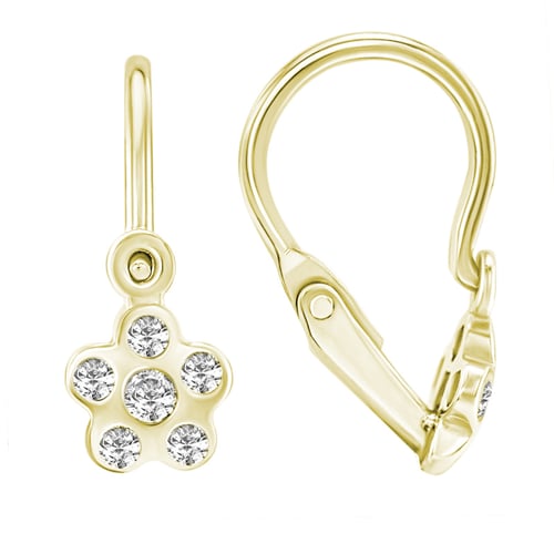 Goldene Kinderohrringe in Form einer Blume mit Lab Grown Diamanten Alexandra