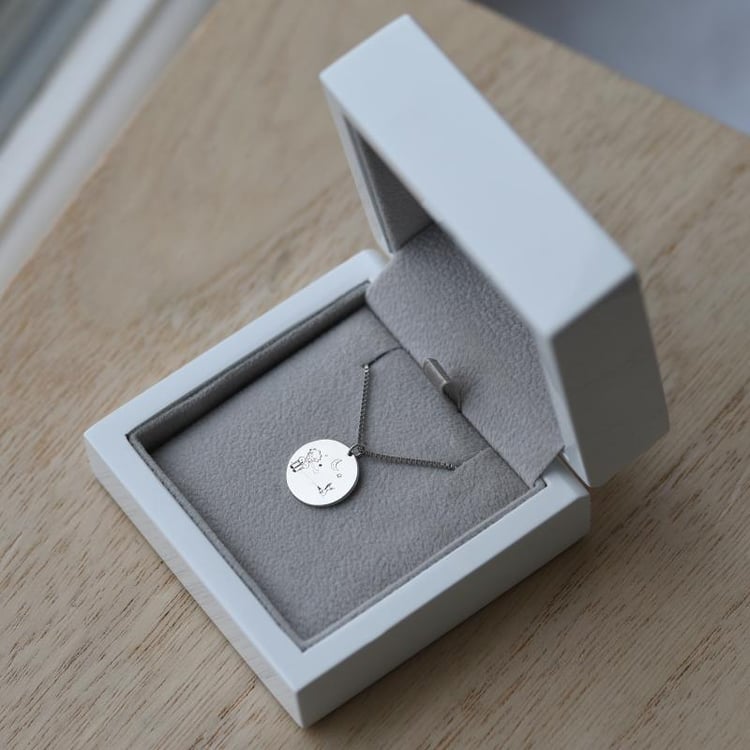 Anhänger Der Kleine Prinz mit Fuchs und Gravur aus Silber 52131