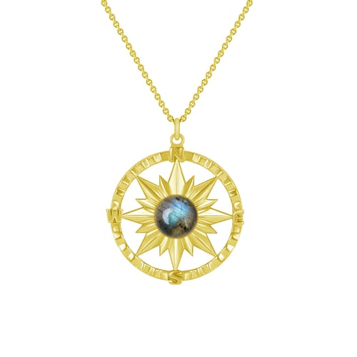 Goldener Kompas mit Cabochon Labradorit Pinto
