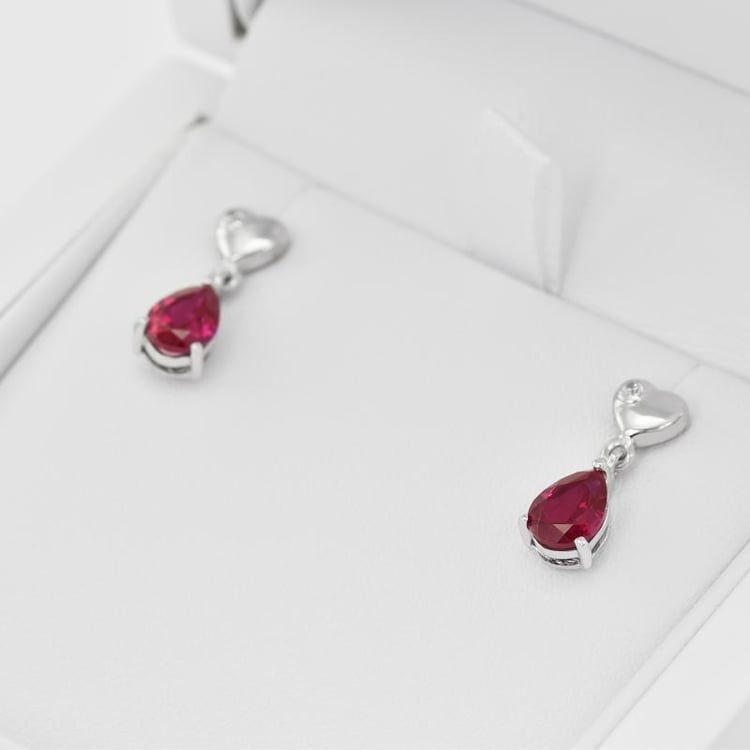 Rubin hängend in Silberohrringe 30712
