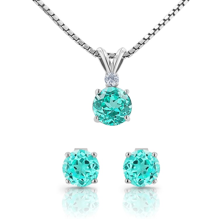 Schmuck Set mit runden Lab Grown Paraiba Turmalín Alandra