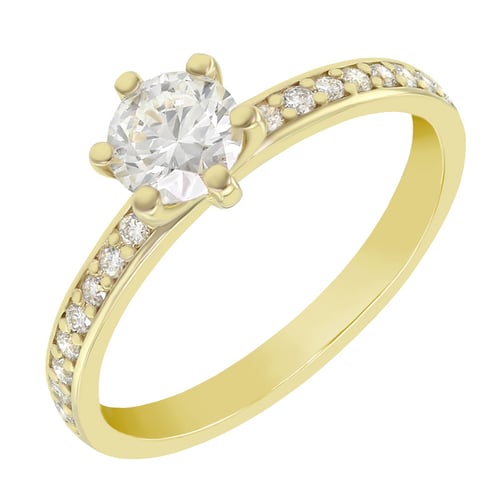 Goldener Verlobungsring mit Moissanit und Lab Grown Diamanten Vanan