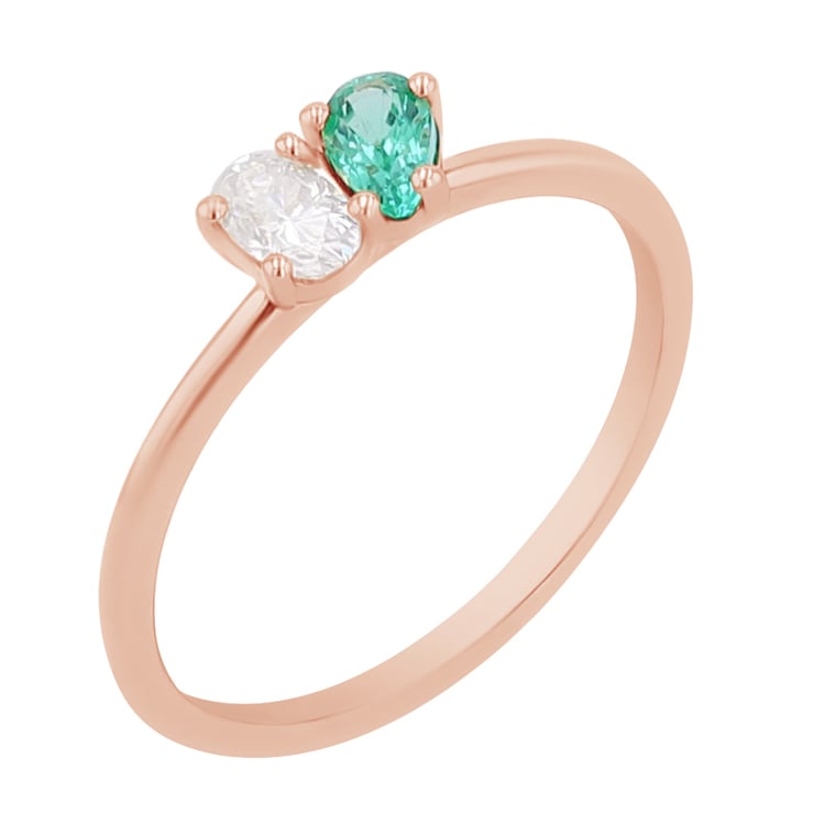 Toi et moi Verlobungsring mit Smaragd und Moissanit Philip 110318