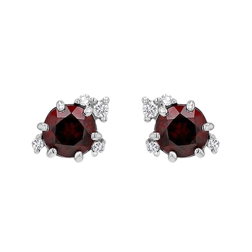 Cluster Ohrringe mit böhmischen Granaten und Diamanten Alary