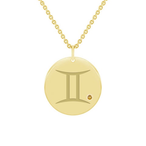 Zwillinge Sternzeichen Gelbgold mit Citrin 59995